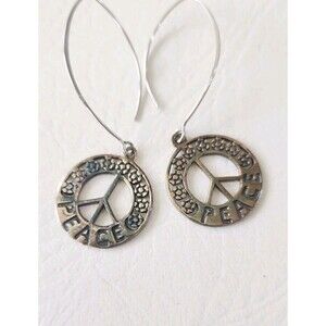Sterling silver 925 Floral Peace Sign CFJ Thai earrings 7.79g